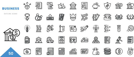 business outline icon collection. Minimal linear icon pack. Vector illustration