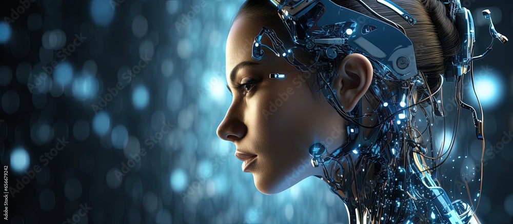 Poster ai machine learning and modern computer technologies with copyspace for text