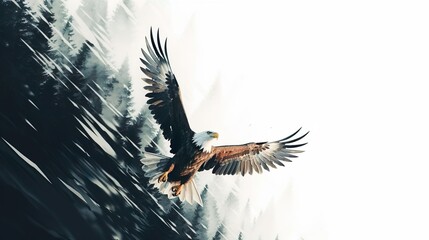 A bald eagle soaring low to the ground Generative - obrazy, fototapety, plakaty