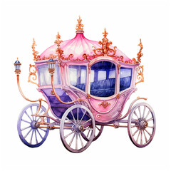 Fairytale carriage watercolor paint ilustration
