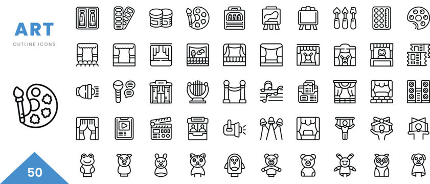 art outline icon collection. Minimal linear icon pack. Vector illustration