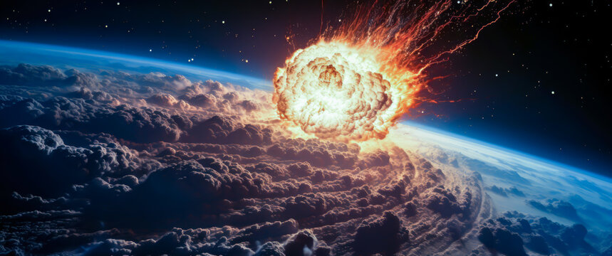 a meteor hits the earth, as seen from space