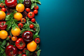 fresh vegetables on a black background. food and healthy eating concept. top view.