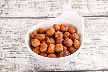 Heap of raw natural hazelnut