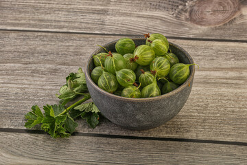 Natural ripe gooseberry heap in the bowl