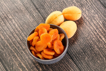 Dried apricot heap in the bowl