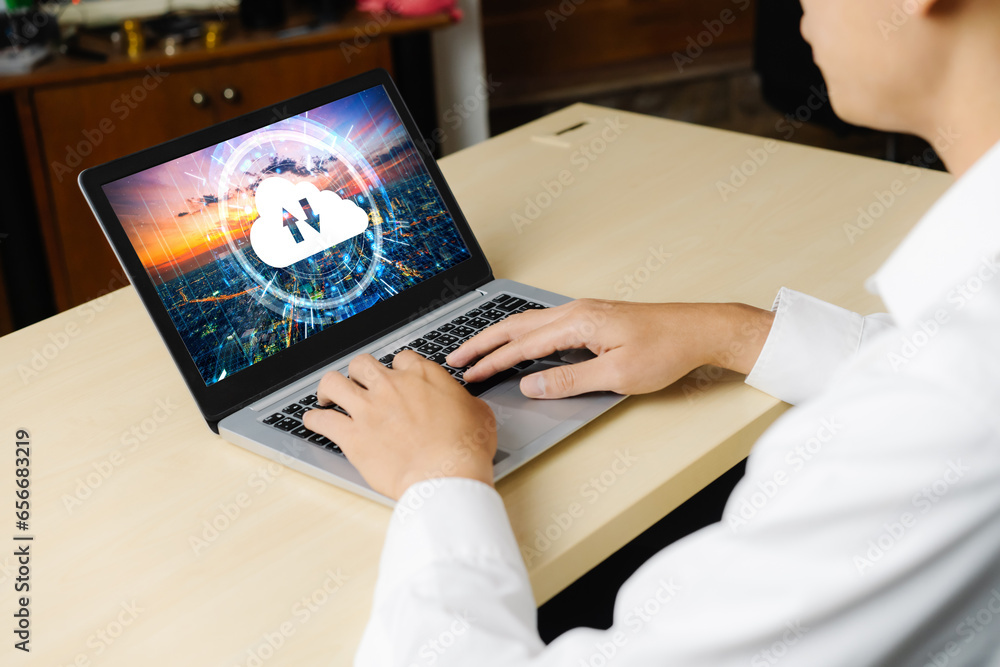 Poster cloud computing software for modish remote work and personal data storage