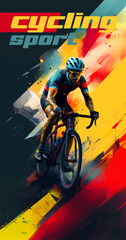 Sport cycling banner watercolor paint