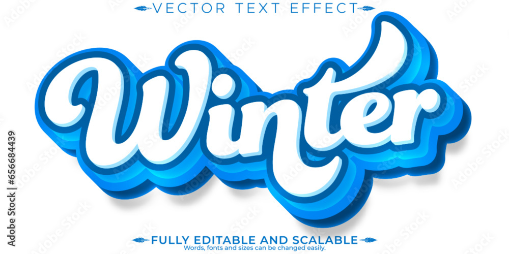 Wall mural winter text effect, editable cold and snow customizable font style