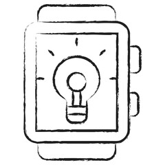 Hand drawn Smartwatch bulb icon