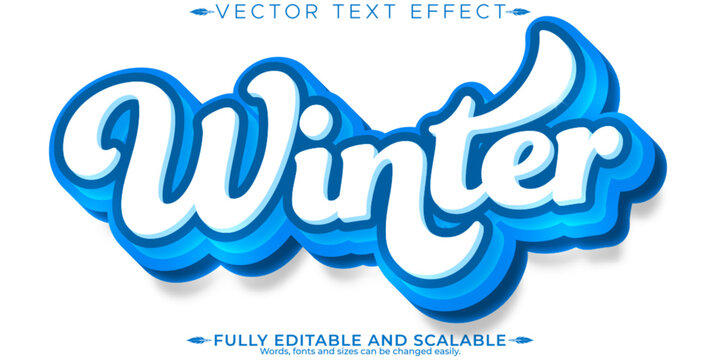 Winter text effect, editable cold and snow customizable font style