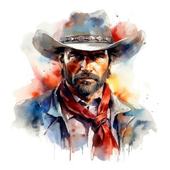 Cowboy watercolor hand paint art