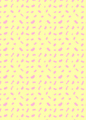 Abstract background.Hand draw doodle pink shapes on light yellow.Soft pastel cute design vector illustration texture wallpaper. 