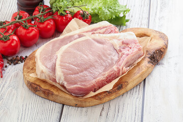 Raw pork t-bone steak for grill