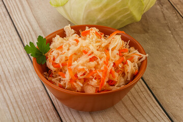 Sauerkraut - pickled cabbage in the bowl