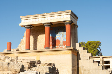 Knossos, Heraklion, Crete, Greece - September 21st 2023 - The ruins of the beautiful Knossos Palace, Crete, Greece.