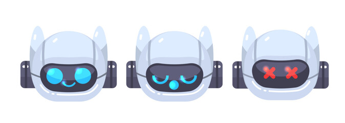 Robot head set. Vector bot icon illustration