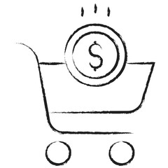 Hand drawn Dollar Shopping Cart icon