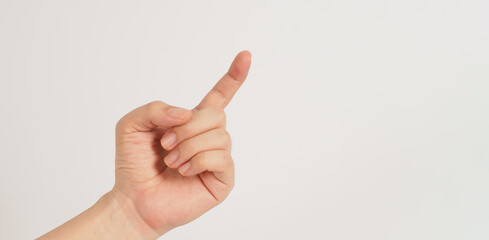 Te hand sign (pitch) or the sensitive tone on white background .The sign of tone in key