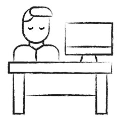 Hand drawn Man Work Place icon