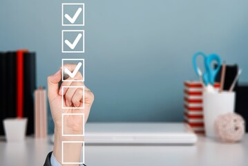 Business checklist, businessman doing a checklist