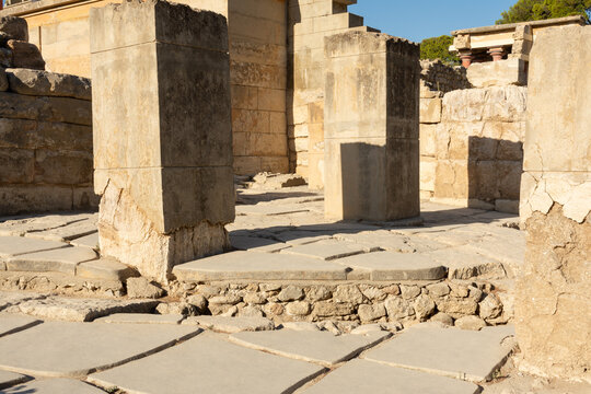 Knossos, Heraklion, Crete, Greece - September 21st 2023 - The ruins of the beautiful Knossos Palace, Crete, Greece.