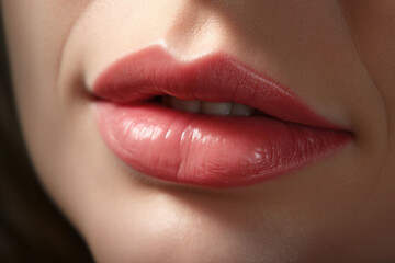 Closeup of aged female lips. Generative AI