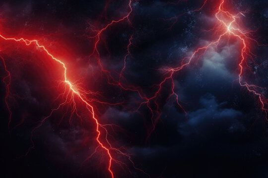 Flash of lightning on dark background. Thunderstorm. Generative AI