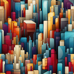 Fototapeta premium City cartoon repeat pattern