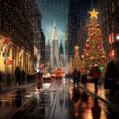 Fototapeta na wymiar city at night Christmas
