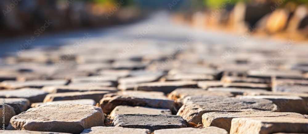 Poster paved road construction setting with copyspace for text