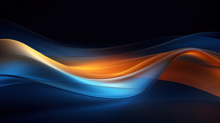 Abstract futuristic gold and blue glowing neon waves background. Neon color palette