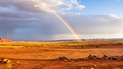 Rainbow in the desert sunny day