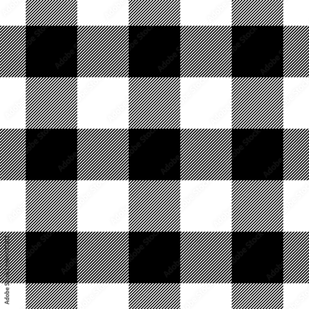 Poster check seamless pattern. black checks on white background. repeated gingham geometric patern. scottis