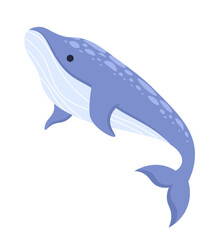 Whale humpback underwater 2D cartoon character. Giant sea creature isolated vector animal white background. Endangered species. Big fish. Ocean creature. Marine life color flat spot illustration