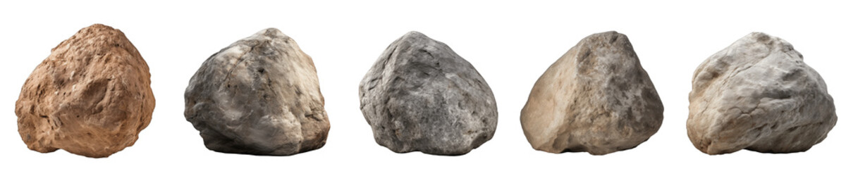 Large stone shape rocks, square size, isolated on transparent background generative ai
