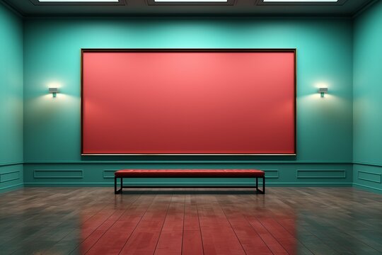 A big red screen or empty copy space on a green wall. Season greetings concept. Generative AI