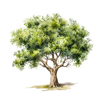 Olive tree watercolor paint art