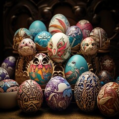 Fototapeta na wymiar Easter Eggs with different designs