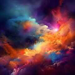 Abstract space background. Colorful nebula and stars. 3D rendering