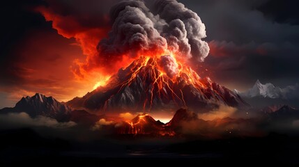 Fiery Eruption: A mesmerizing display of a volcano's fury