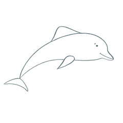 dolphin drawn with pencils, crayons, oil pastels