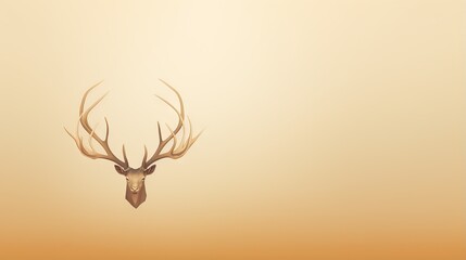  a deer's head with antlers on a beige background.  generative ai