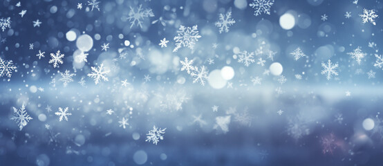 Fototapeta premium Christmas nature background with snowflakes, winter wallpaper, Ai generated