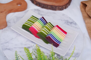 Kue Lapis or or Rainbow sticky layer cake, Indonesian traditional dessert