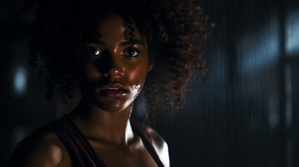 Portrait of an concentrated  black woman