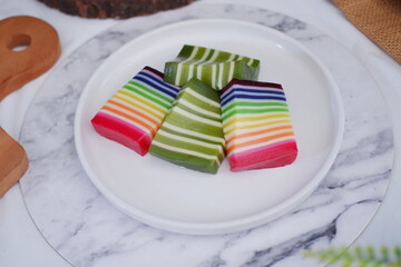 Kue Lapis or or Rainbow sticky layer cake, Indonesian traditional dessert