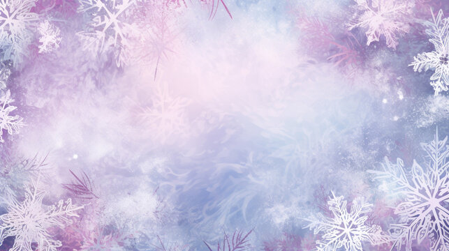 Fototapeta Arrière-plan de conception graphique et création avec neige et flocons de neige. Ambiance froide, hivernale, festive.