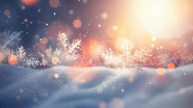Arri&egrave;re-plan de conception graphique et cr&eacute;ation avec neige et flocons de neige. Ambiance froide, hivernale, festive. 
