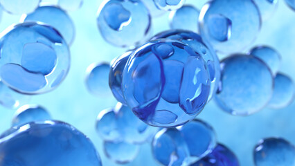 Abstract bubbles, molecule 3d background. 3d render illustration - 656717655